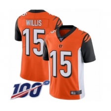 Men's Cincinnati Bengals #15 Damion Willis Orange Alternate Vapor Untouchable Limited Player 100th Season Football Jersey