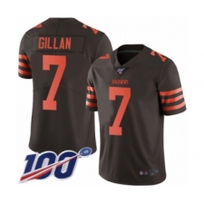 Men's Cleveland Browns #7 Jamie Gillan Limited Brown Rush Vapor Untouchable 100th Season Football Jersey