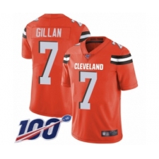 Men's Cleveland Browns #7 Jamie Gillan Orange Alternate Vapor Untouchable Limited Player 100th Season Football Jersey