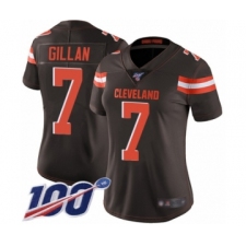 Women's Cleveland Browns #7 Jamie Gillan Brown Team Color Vapor Untouchable Limited Player 100th Season Football Jersey