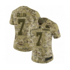 Women's Cleveland Browns #7 Jamie Gillan Limited Camo 2018 Salute to Service Football Jersey