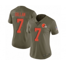 Women's Cleveland Browns #7 Jamie Gillan Limited Olive 2017 Salute to Service Football Jersey