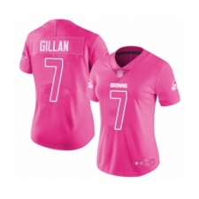 Women's Cleveland Browns #7 Jamie Gillan Limited Pink Rush Fashion Football Jersey