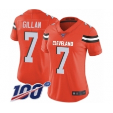 Women's Cleveland Browns #7 Jamie Gillan Orange Alternate Vapor Untouchable Limited Player 100th Season Football Jersey