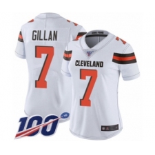 Women's Cleveland Browns #7 Jamie Gillan White Vapor Untouchable Limited Player 100th Season Football Jersey