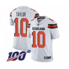 Youth Cleveland Browns #10 Taywan Taylor White Vapor Untouchable Limited Player 100th Season Football Jersey
