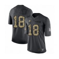 Men's Cleveland Browns #18 Damion Ratley Limited Black 2016 Salute to Service Football Jersey