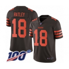 Men's Cleveland Browns #18 Damion Ratley Limited Brown Rush Vapor Untouchable 100th Season Football Jersey
