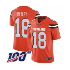 Men's Cleveland Browns #18 Damion Ratley Orange Alternate Vapor Untouchable Limited Player 100th Season Football Jersey