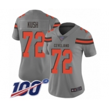 Women's Cleveland Browns #72 Eric Kush Limited Gray Inverted Legend 100th Season Football Jersey