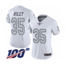 Women's Oakland Raiders #35 Curtis Riley Limited White Rush Vapor Untouchable 100th Season Football Jersey