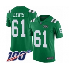 Youth New York Jets #61 Alex Lewis Limited Green Rush Vapor Untouchable 100th Season Football Jersey