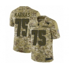 Men's New England Patriots #75 Ted Karras Limited Camo 2018 Salute to Service Football Jersey