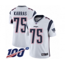 Men's New England Patriots #75 Ted Karras White Vapor Untouchable Limited Player 100th Season Football Jersey