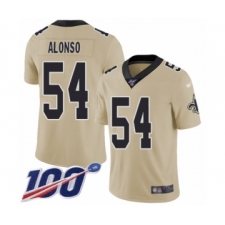 Men's New Orleans Saints #54 Kiko Alonso Limited Gold Inverted Legend 100th Season Football Jersey