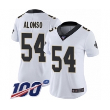 Women's New Orleans Saints #54 Kiko Alonso White Vapor Untouchable Limited Player 100th Season Football Jersey