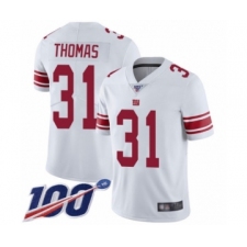 Men's New York Giants #31 Michael Thomas White Vapor Untouchable Limited Player 100th Season Football Jersey