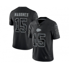Men's Kansas City Chiefs #15 Patrick Mahomes Black Reflective Limited Stitched Jersey