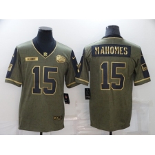 Men's Kansas City Chiefs #15 Patrick Mahomes Nike Gold 2021 Salute To Service Limited Player Jersey