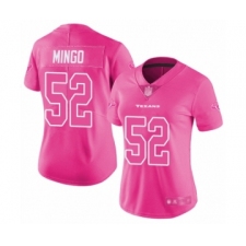 Women's Houston Texans #52 Barkevious Mingo Limited Pink Rush Fashion Football Jersey