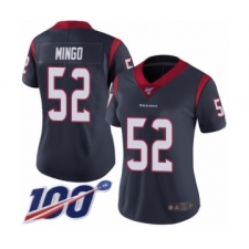 Women's Houston Texans #52 Barkevious Mingo Navy Blue Team Color Vapor Untouchable Limited Player 100th Season Football Jersey