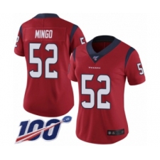 Women's Houston Texans #52 Barkevious Mingo Red Alternate Vapor Untouchable Limited Player 100th Season Football Jersey