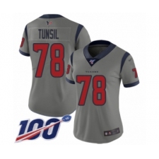 Women's Houston Texans #78 Laremy Tunsil Limited Gray Inverted Legend 100th Season Football Jersey
