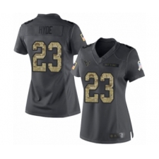 Women's Houston Texans #23 Carlos Hyde Limited Black 2016 Salute to Service Football Jersey