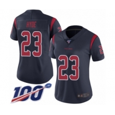 Women's Houston Texans #23 Carlos Hyde Limited Navy Blue Rush Vapor Untouchable 100th Season Football Jersey