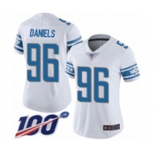Women's Detroit Lions #96 Mike Daniels White Vapor Untouchable Limited Player 100th Season Football Jersey