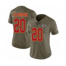 Women's Kansas City Chiefs #20 Morris Claiborne Limited Olive 2017 Salute to Service Football Jersey