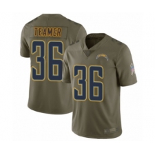 Men's Los Angeles Chargers #36 Roderic Teamer Limited Olive 2017 Salute to Service Football Jersey