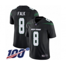 Men's New York Jets #8 Luke Falk Black Alternate Vapor Untouchable Limited Player 100th Season Football Jersey