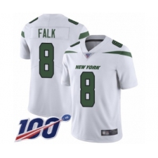 Men's New York Jets #8 Luke Falk White Vapor Untouchable Limited Player 100th Season Football Jersey