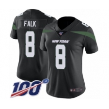 Women's New York Jets #8 Luke Falk Black Alternate Vapor Untouchable Limited Player 100th Season Football Jersey