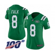 Women's New York Jets #8 Luke Falk Limited Green Rush Vapor Untouchable 100th Season Football Jersey