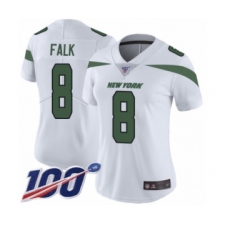 Women's New York Jets #8 Luke Falk White Vapor Untouchable Limited Player 100th Season Football Jersey