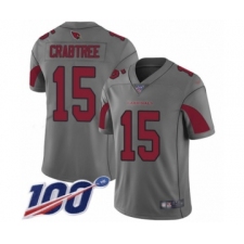 Men's Arizona Cardinals #15 Michael Crabtree Limited Silver Inverted Legend 100th Season Football Jersey