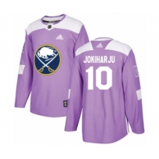Men's Buffalo Sabres #10 Henri Jokiharju Authentic Purple Fights Cancer Practice Hockey Jersey