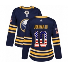 Women's Buffalo Sabres #10 Henri Jokiharju Authentic Navy Blue USA Flag Fashion Hockey Jersey