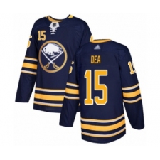 Men's Buffalo Sabres #15 Jean-Sebastien Dea Authentic Navy Blue Home Hockey Jersey