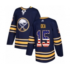 Men's Buffalo Sabres #15 Jean-Sebastien Dea Authentic Navy Blue USA Flag Fashion Hockey Jersey