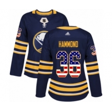 Women's Buffalo Sabres #36 Andrew Hammond Authentic Navy Blue USA Flag Fashion Hockey Jersey
