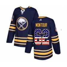 Men's Buffalo Sabres #62 Brandon Montour Authentic Navy Blue USA Flag Fashion Hockey Jersey