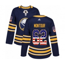Women's Buffalo Sabres #62 Brandon Montour Authentic Navy Blue USA Flag Fashion Hockey Jersey