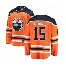 Men's Edmonton Oilers #15 Josh Archibald Authentic Orange Home Fanatics Branded Breakaway Hockey Jersey