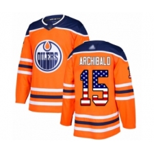 Men's Edmonton Oilers #15 Josh Archibald Authentic Orange USA Flag Fashion Hockey Jersey