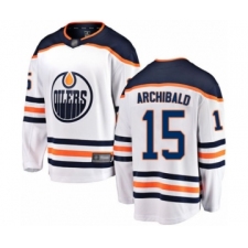 Men's Edmonton Oilers #15 Josh Archibald Authentic White Away Fanatics Branded Breakaway Hockey Jersey