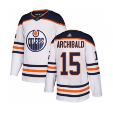 Men's Edmonton Oilers #15 Josh Archibald Authentic White Away Hockey Jersey