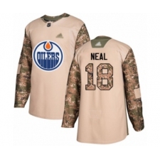 Men's Edmonton Oilers #18 James Neal Authentic Camo Veterans Day Practice Hockey Jersey